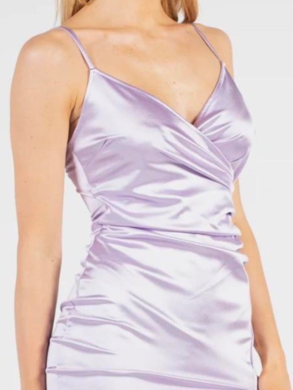 ✨Chelsea for Honey lavender satin wrap mini dress - size L